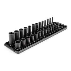 1/4 Inch Drive 6-Point Impact Socket Set with Rails and Tray, 26-Piece (5/32-11/16 in.)