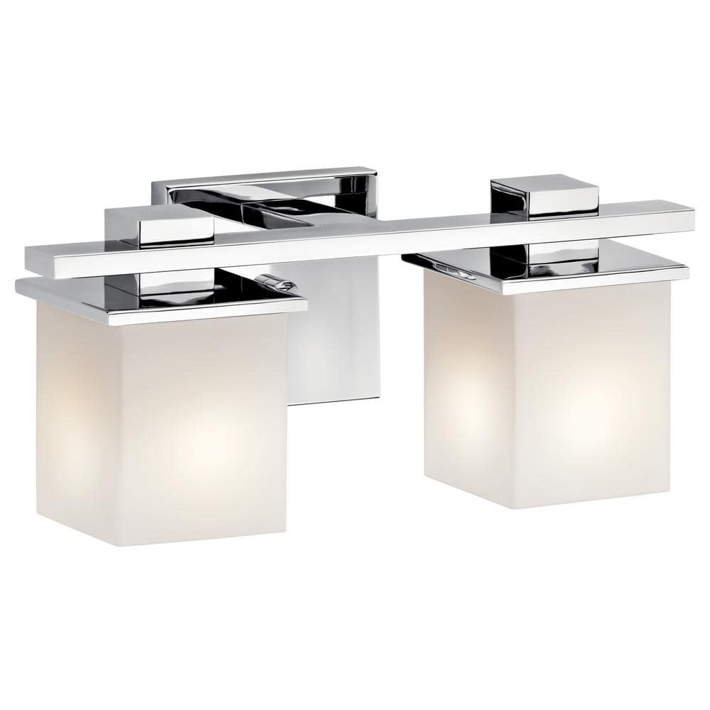 Tully 15" Chrome Vanity Light with Satin Etched Glass Shades