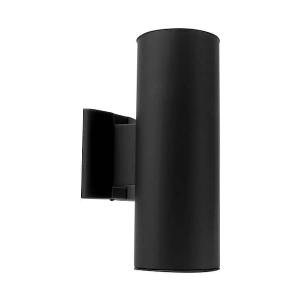 NICOR 75-Watt 2-Light Black Outdoor Wall Lantern Sconce Column Light