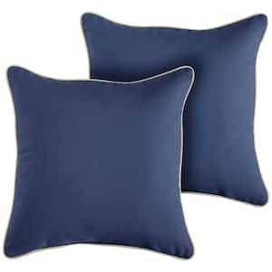 Dark Blue/Ivory Outdoor Corded Throw Pillows (2-Pack)