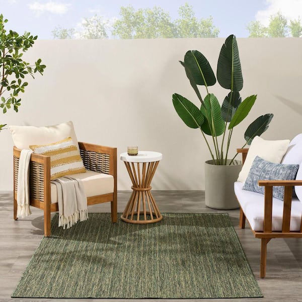 Horizon Green 5 ft. x 7 ft. Indoor/Outdoor Geometric Contemporary Area Rug