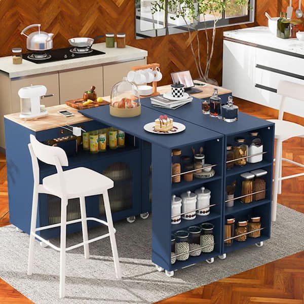 Nestfair White Wood Base with Mdf Wood Top Rolling Kitchen Island (16.92-in x 33.22-in x 37.12-in)