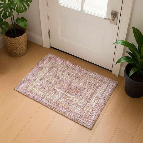 Mayfield Premium Machine Washable Abstract AMF1726 Paprika 2 ft. x 3 ft. Area Rug