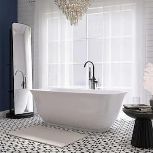 59 in. x 31.5 in. Acrylic Freestanding Flatbottom Double Ended Soaking Bathtub in White