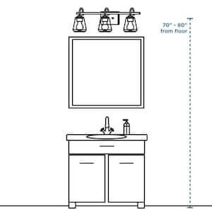 Merry Collection 24 in. 3-Light Matte Black Etched Glass Transitional Bathroom Vanity Light