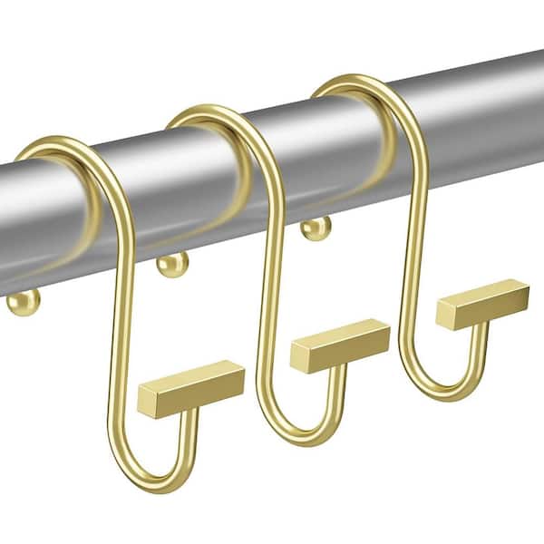 CLAVIE 12 -Piece Set of S-Shaped Metal Shower Curtain Rings/Hooks Shower Hooks in Gold