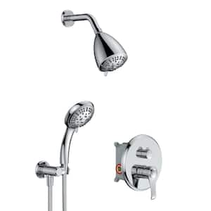 Single Handle 9-Spray Shower Faucet 1.8 GPM with Easy to Install 4 in. Shower Head Wall Mount with Hand Shower in Chrome