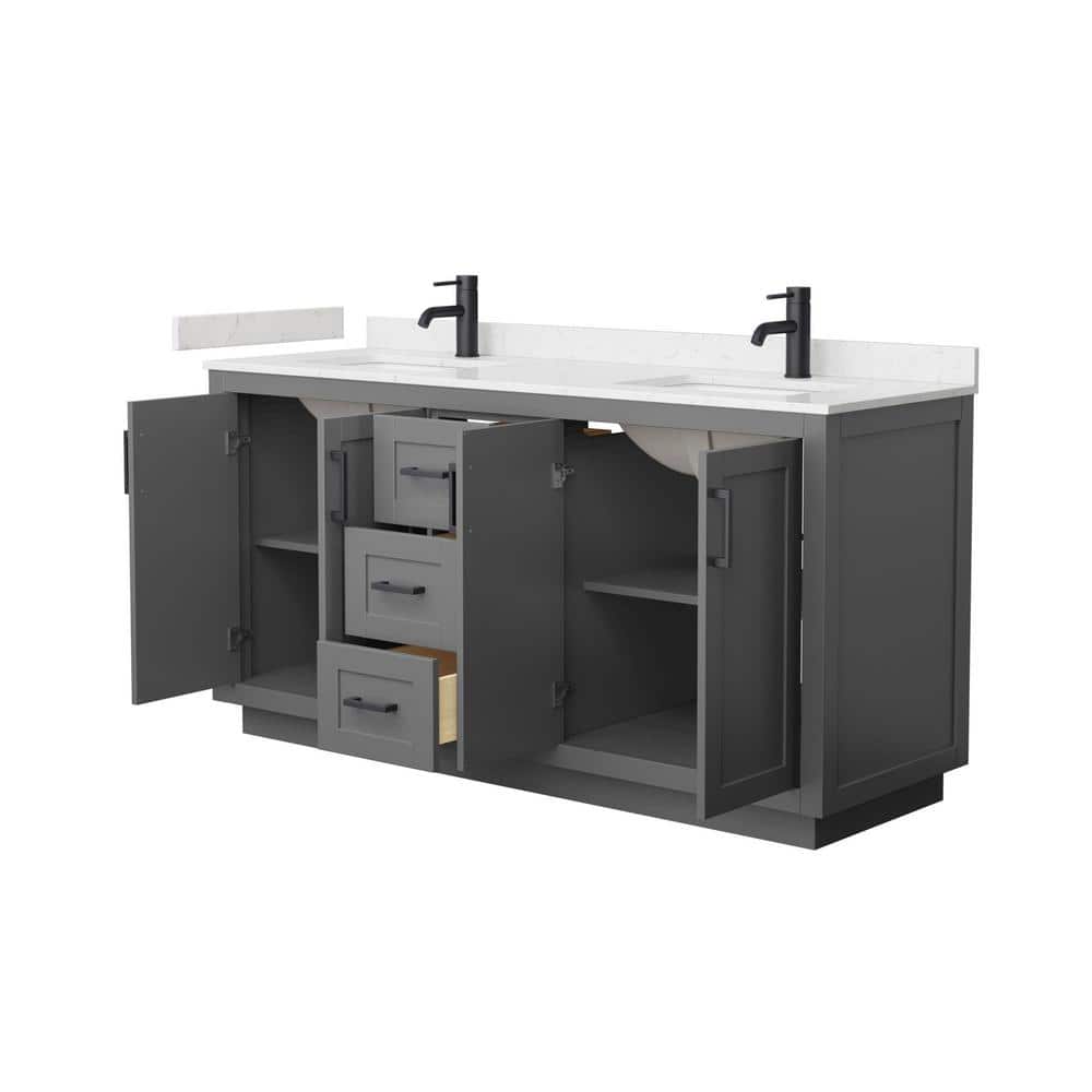 Miranda 66" Dark Gray Freestanding Double Vanity with Cultured Marble Top