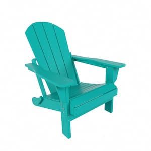 Addison Poly Plastic Folding Outdoor Patio Traditional Adirondack Lawn Chair in Turquoise