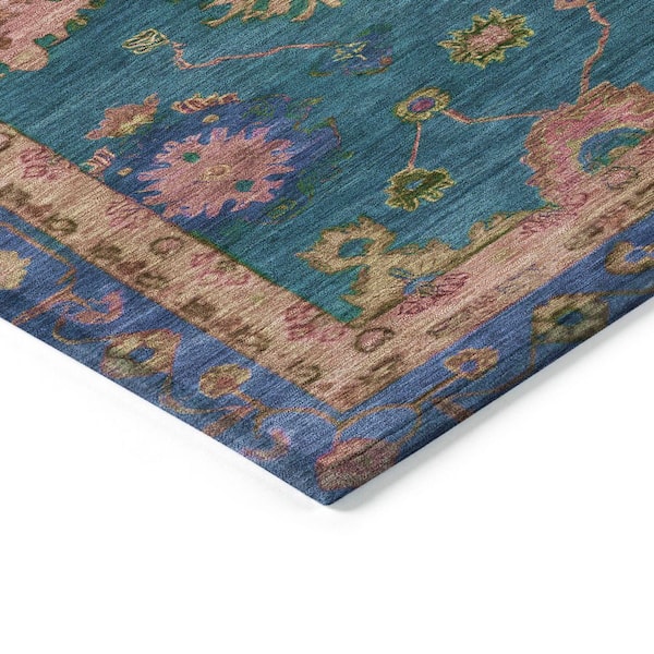 Chantille Machine Washable Indoor/Outdoor Abstract ACN2046 Teal 8 ft. x 8 ft. Area Rug