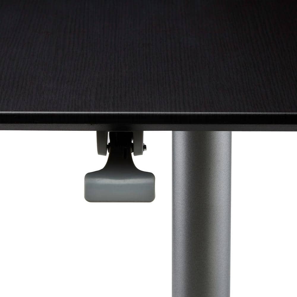 Espresso Adjustable Height Rolling Laptop Desk Stand with Silver Base
