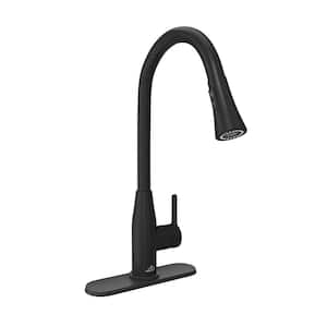 Single Handle Pull Down Sprayer Kitchen Faucet with Touchless Sensor and 360° Rotation in Matte Black