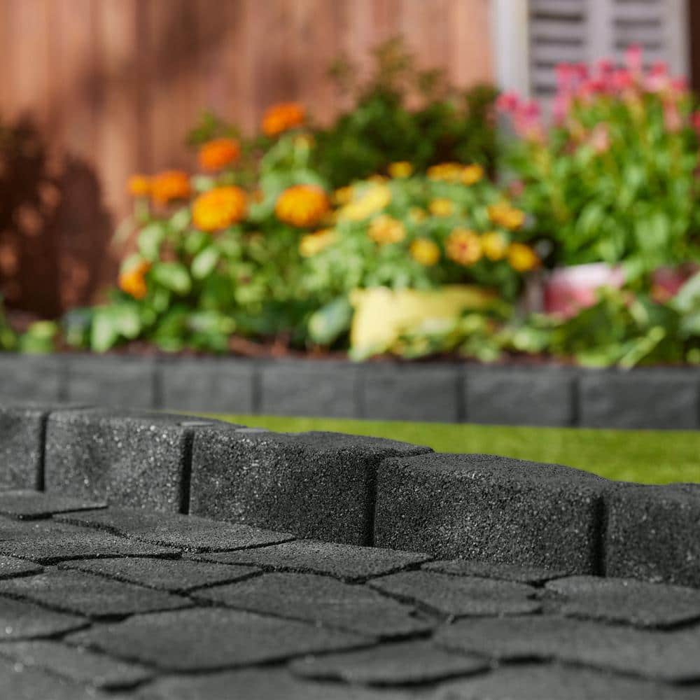 Gray Rubber Cobblestone Garden Edging, 144-ft, 36 Pack