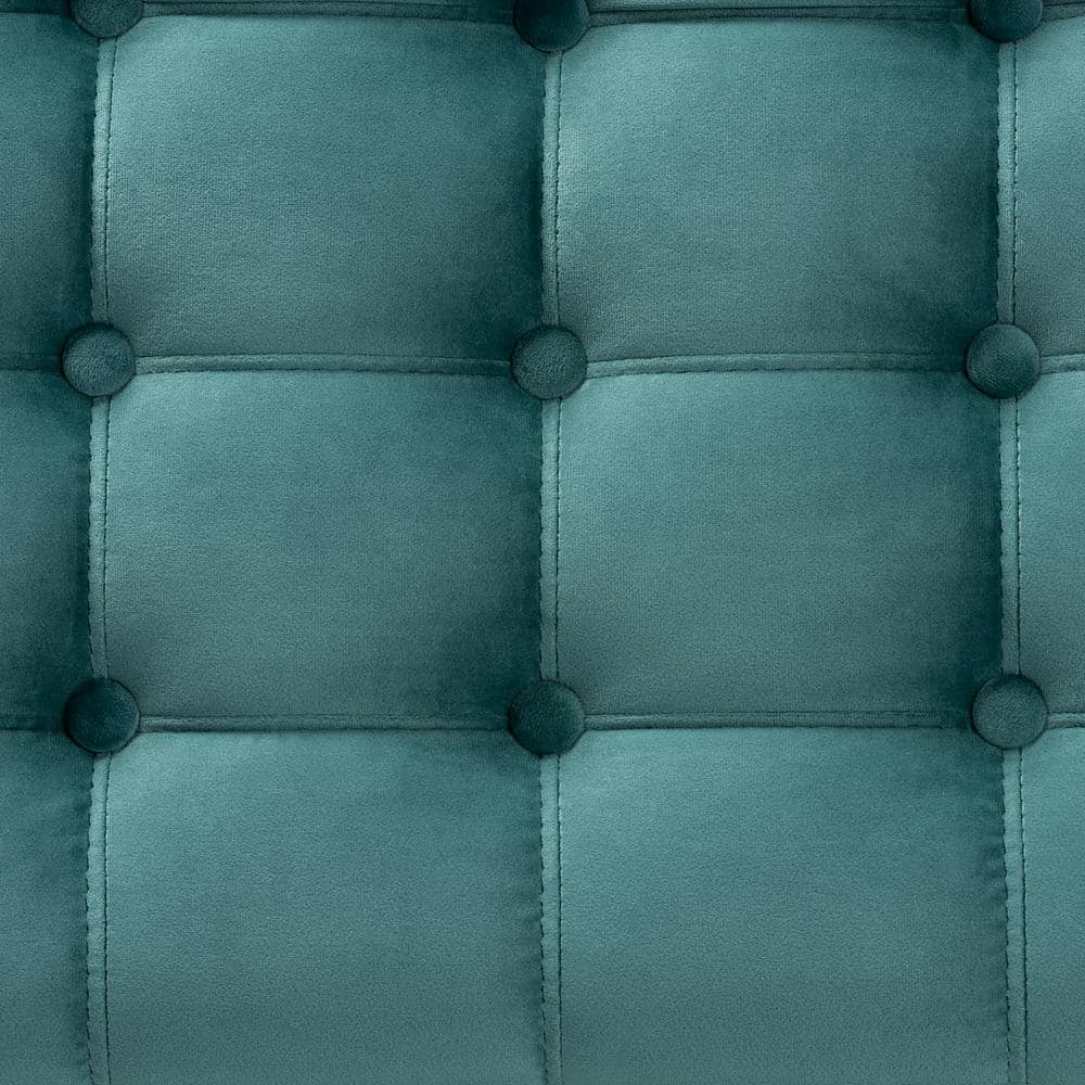 Kaylee Teal Blue Velvet 42'' Tufted Storage Ottoman Bench