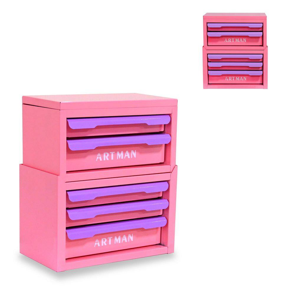 11.2 in. W x 12.6 in. H x 6.2 in. D Pink and Purple 4-Drawer Storage Box Compact Desktop System for Office, Cosmetic price history on PriceWatchPro