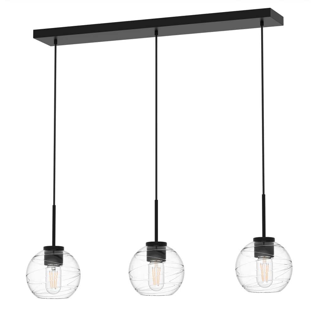 28 in. 3-Light Black Pendant Light with Glass Shade, Farmhouse Ceiling Lamp for Kitchen Island, Dining Room price history on PriceWatchPro