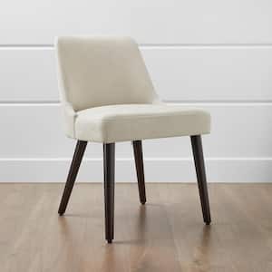 Leo Cream Mid-Century Modern Dining Chairs with Fabric Leather Seat and Wood Legs for Kitchen and Dining Room (Set of 2)