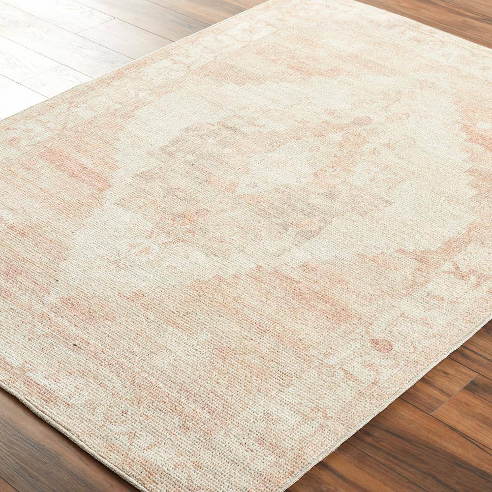 Ivory and Blush Hand-Knotted Wool Area Rug