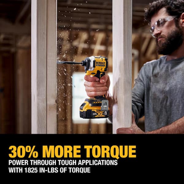 DEWALT 20V MAX Cordless Brushless Compact 1/4 in. Impact Driver 20V Lithium-Ion 5.0Ah Battery - The Home Depot