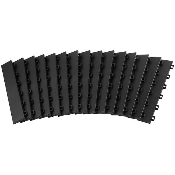 Female Garage Floors Transition Edge Kit, 15 Pieces Sturdy PP Interlocking Modular Garage Floor Edging Slip-Resistant