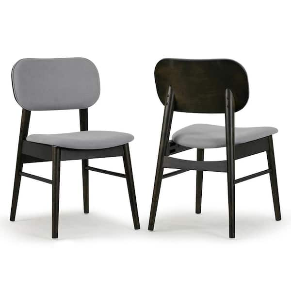 Glamour Home Babette Gray Fabric Dining Chair with Black Wood Legs Set of 2