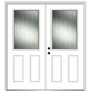 Rain Glass 64 in. x 80 in. Right-Hand Inswing 1/2 Lite 2-Panel Primed Prehung Front Door on 4-9/16 in. Frame