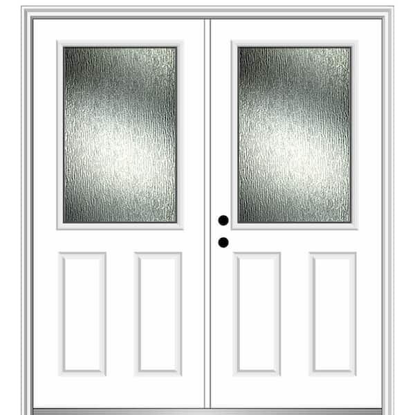 MMI DOOR Rain Glass 64 in. x 80 in. Right-Hand Inswing 1/2 Lite 2-Panel Primed Prehung Front Door on 4-9/16 in. Frame