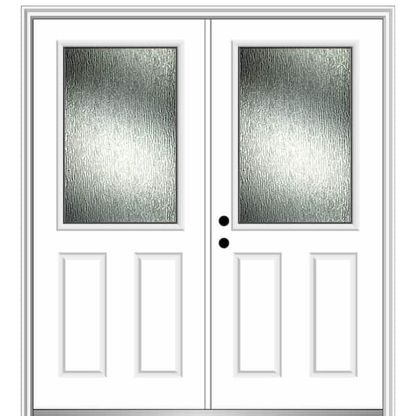 MMI Door Rain Glass 72 in. x 80 in. Right-Hand Inswing 1/2 Lite 2-Panel Primed Prehung Front Door on 4-9/16 in. Frame