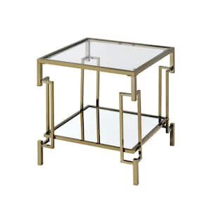 Elrod 20 in. Champagne Square Glass End Table