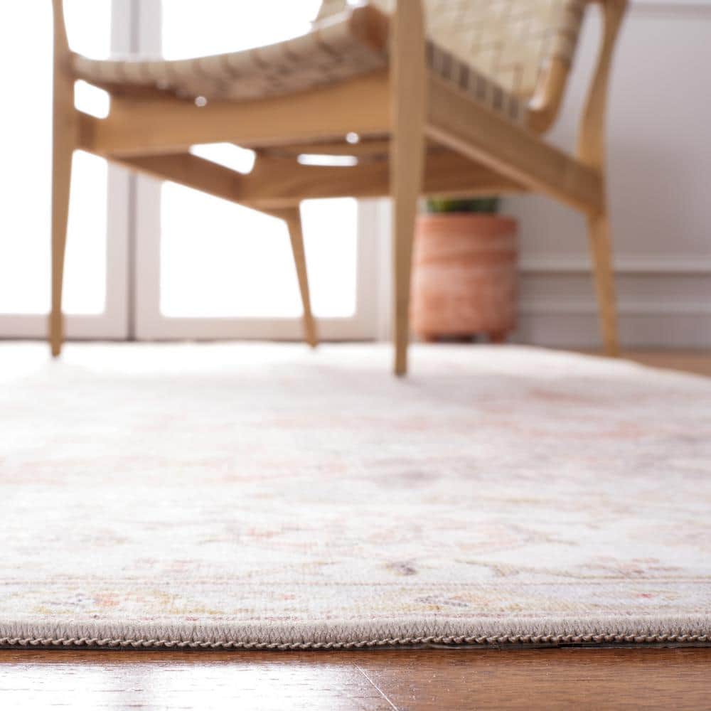 Tucson Light Grey and Rust Washable Runner Rug
