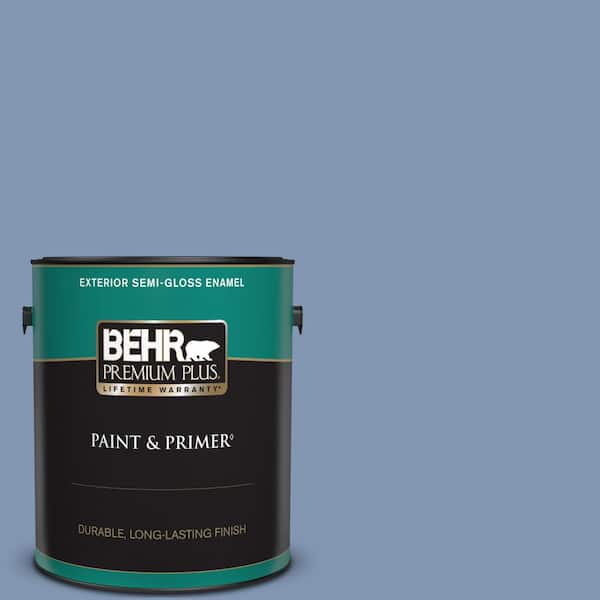 BEHR PREMIUM PLUS 1 gal. #S530-4 Jet Set Semi-Gloss Enamel Exterior Paint & Primer
