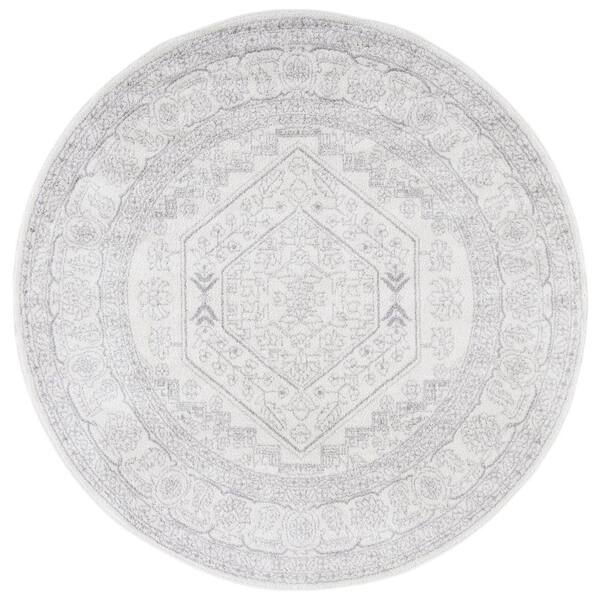 SAFAVIEH Adirondack Ivory/Silver 7 ft. x 7 ft. Border Medallion Round Area Rug