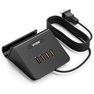 Multi USB Charger Station with 4 Port - 25W & 6 ft. Cord Extension in Black