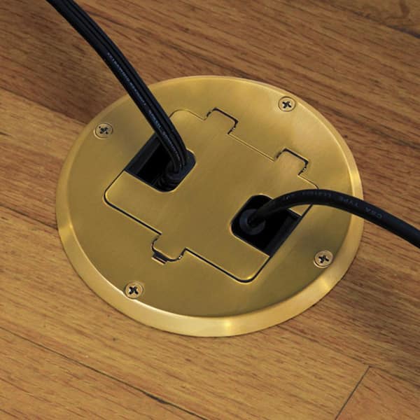 Brown Adjustable Floor Box Kit with Outlet and Flip Plate for Floors 1-Gang 