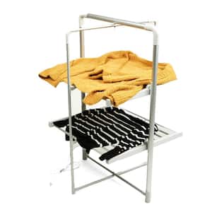 26 in. W x 42.5 in. H 100-Watt Silver Metal Electric Heated Foldable Portable Clothing Rack