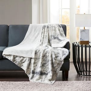 Aina Grey Faux Fur Throw Blanket