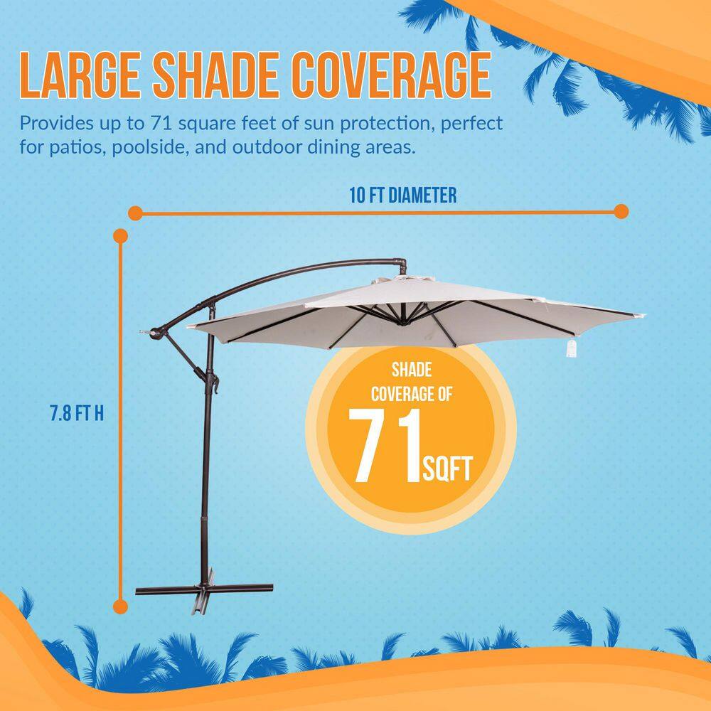 Champagne 10-ft Cantilever Umbrella with Breez-Tex Canopy