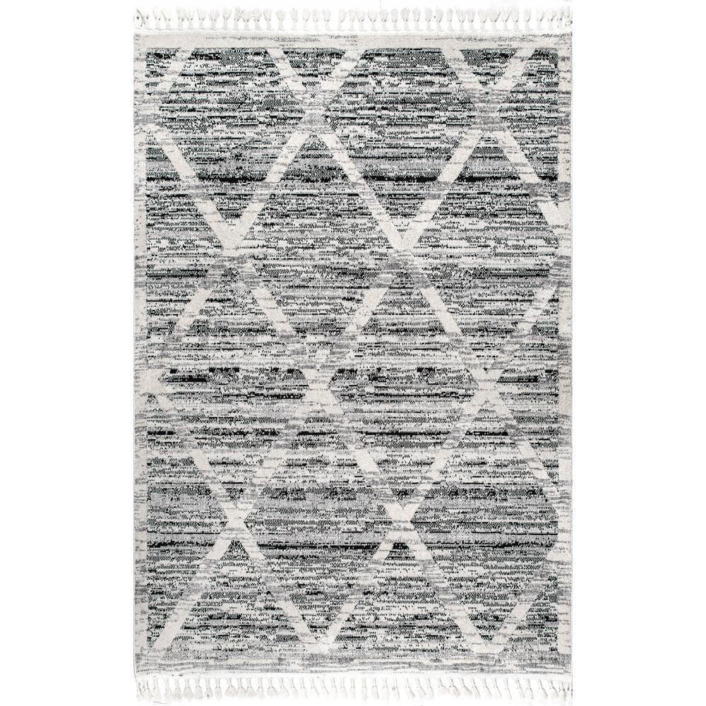 nuLOOM OWDN05A-71001010 7 ft. 10 in. x 10 ft. 10 in. Outdoor Gris Grey Machine Made Area Rug, Size: 0.25, Gray