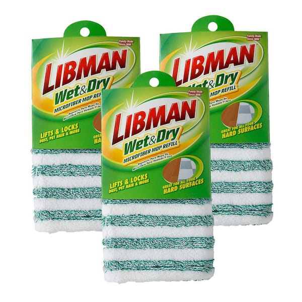 Libman 18 in. Microfiber Wet/Dry Flat Mop Refill Pads (3-Pack)
