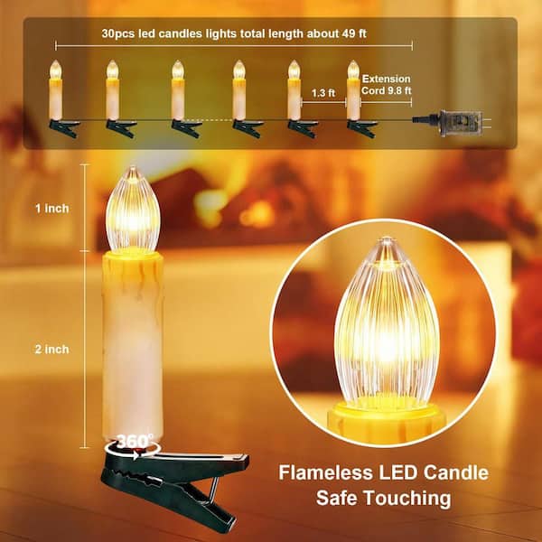 Plug-in LED Clip-on Candle Lights-Warm White Flameless Remote