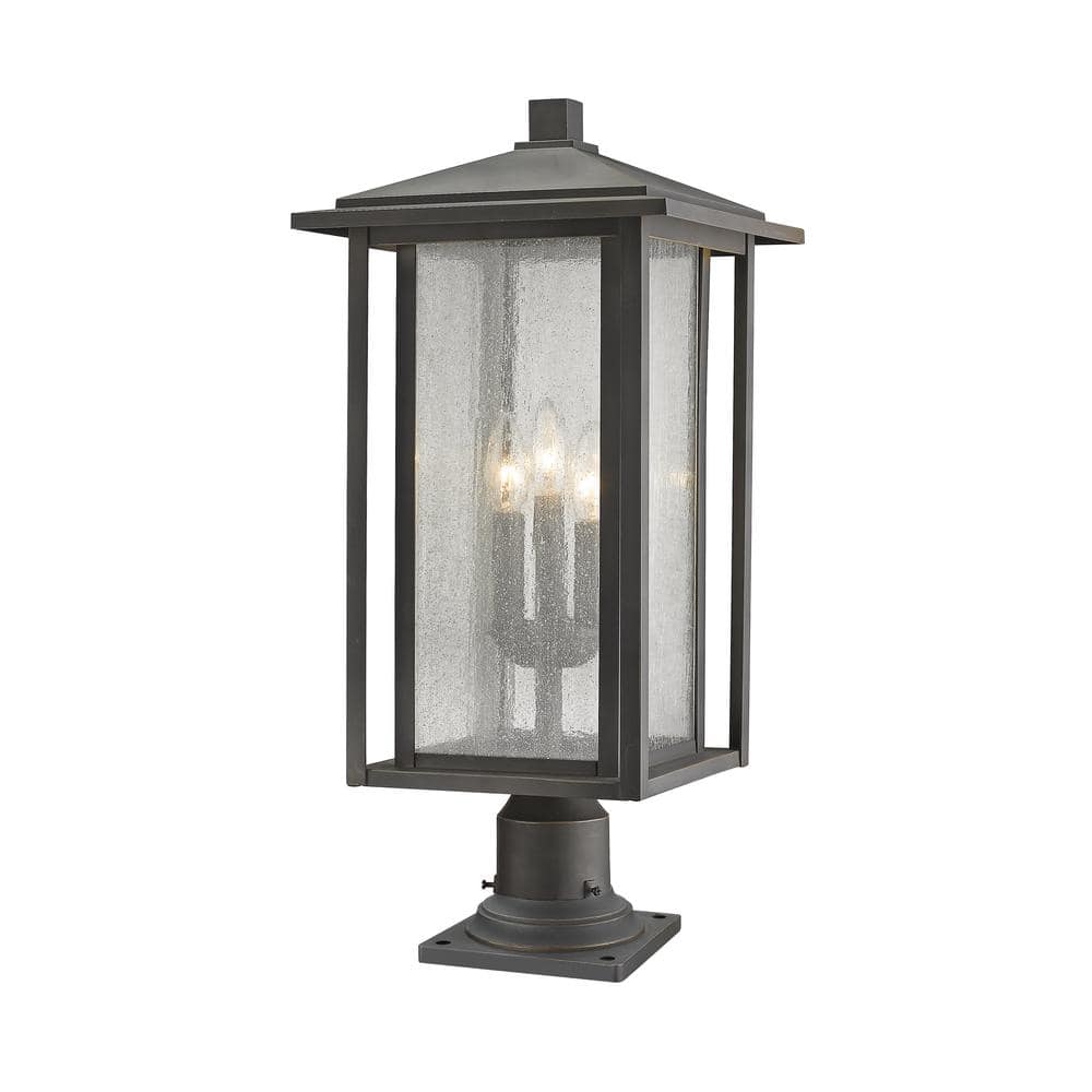 Aspen 1-Light Oil Rubbed Bronze 24.5 in. Aluminum Outdoor Pier Mount Light 