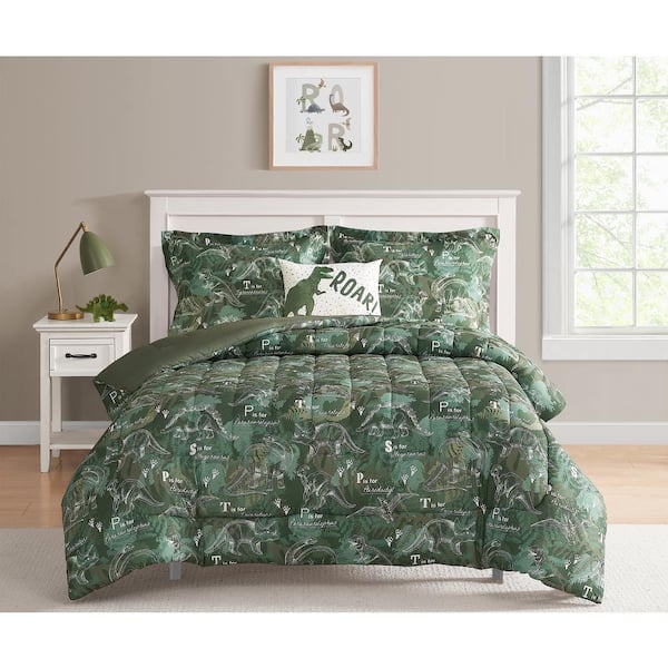 alex + bella Dino Forest Green 4-Piece Microfiber Comforter Set - Full