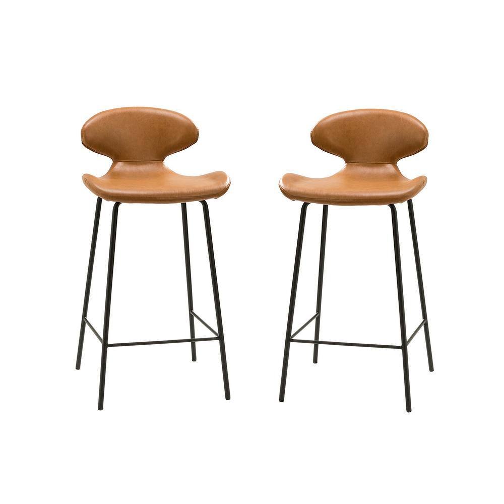 JAYDEN CREATION Lorestan Camel Counter & Bar Stool with Low Back Set of
