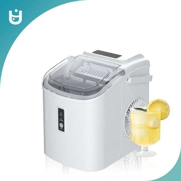 EUHOMY 12 in. 26. 5 lbs. Bullet Ice Countertop Portable Ice Maker in White, 9-Cubes/6-Mins, Auto-Cleaning with Basket and Scoop