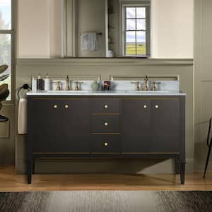 Roma 61 in. W x 22 in. D Bath Vanity in Espresso with Engineered Stone Vanity Top in Fish Belly with White Basin
