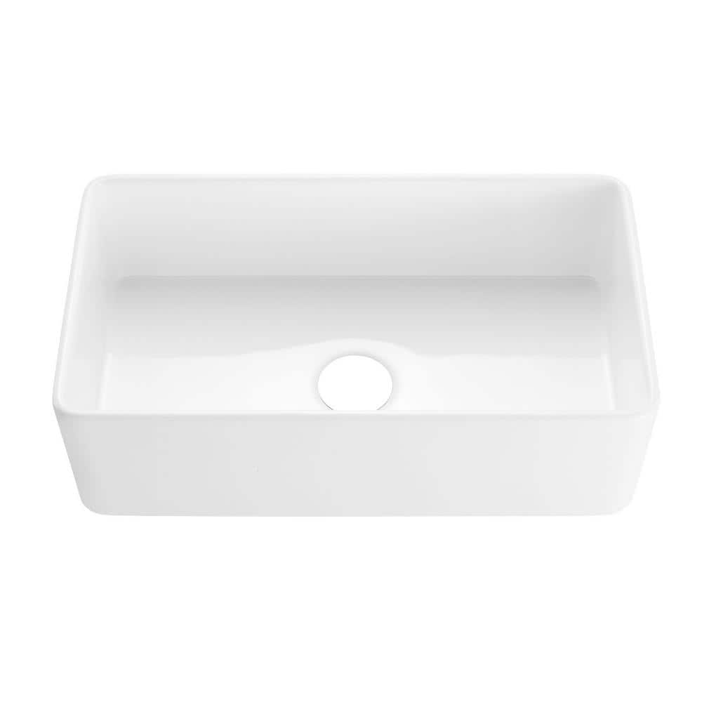 30 in. Farmhouse Apron Single Bowl White Fireclay Workstation Kitchen Sink 