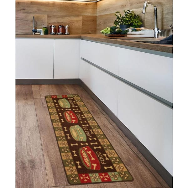 Pet Collection Food and Water Design Brown 20 in. W x 59 in. L Stair Runner 8.19 sq. ft.