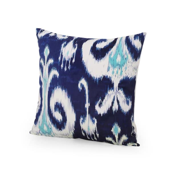 Noble House Amleth Modern Navy and Beige 18 in. x 18 in. Pillow Cover
