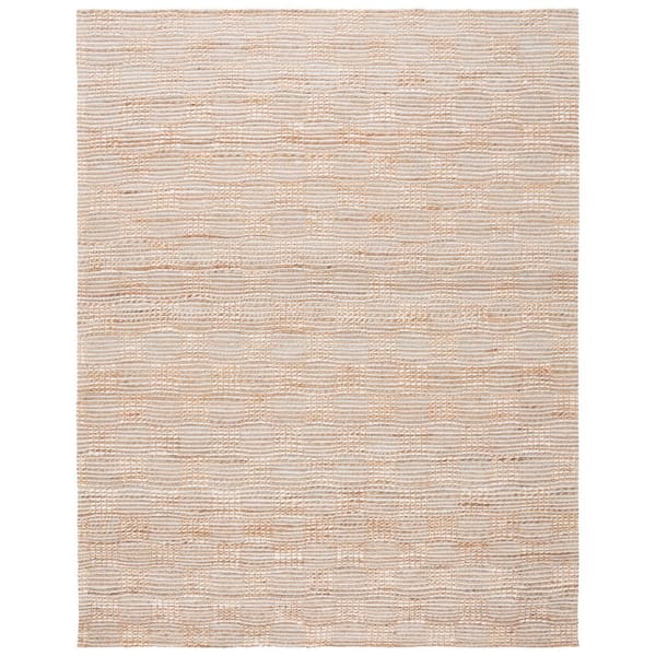 Natural Fiber 9 ft. x 12 ft. Natural/Ivory Distressed Grid Area Rug