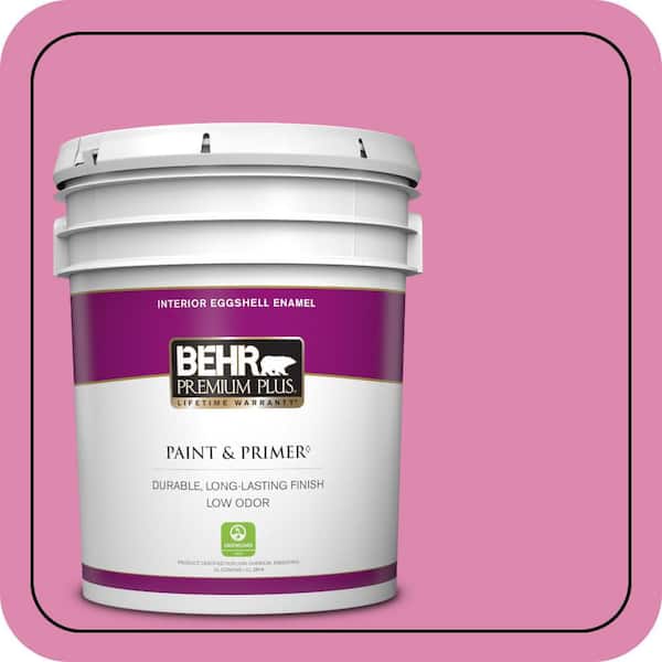 BEHR PREMIUM PLUS 5 gal. #100B-5 Springtime Bloom Eggshell Enamel Low Odor Interior Paint & Primer